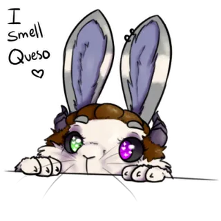 😍 I Smell Queso bunny, rabbit, queso, cute, animal, cartoon whatsapp sticker