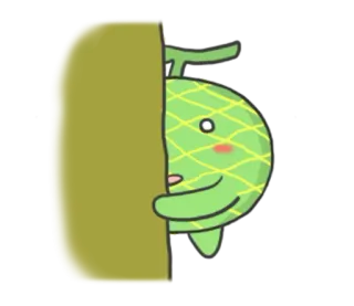 🍈 melone, kawaii, niedlich, frucht, verstecken telegram sticker