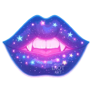👄 lips, stars, galaxy, fangs, cute, art, enot telegram sticker