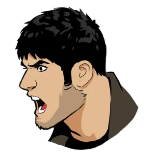 🥶 man, angry, yelling, face, expression, cartoon telegram sticker
