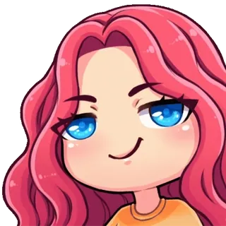😏 Мультфильм, Аниме, Девушка, Розовые волосы, Чиби telegram sticker