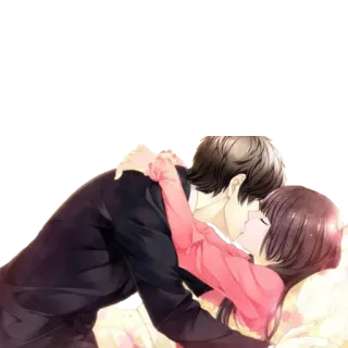 🖤 baiser, animé, romance, couple, amour, affection telegram sticker