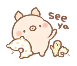 👋 See ya หมู, น่ารัก, การ์ตูน, สัตว์, ลาก่อน, การลา telegram sticker