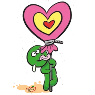 ❤ kartun, hati, cinta, lolipop, makhluk hijau telegram sticker