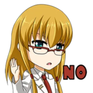 ✋ NO nein, ablehnung, anime, charakter, mädchen, blond whatsapp sticker
