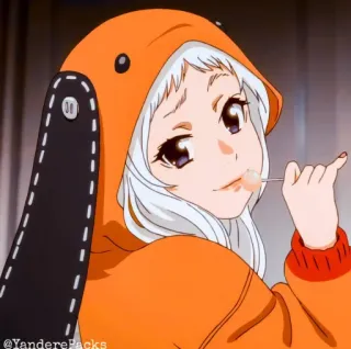 🥢 @YanderePacks anime, girl, hoodie, lollipop whatsapp sticker