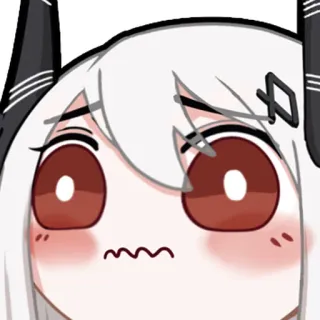 😖 dziewczyna anime, wyraz twarzy, słodka, białe włosy, czerwone oczy, zmieszana whatsapp sticker