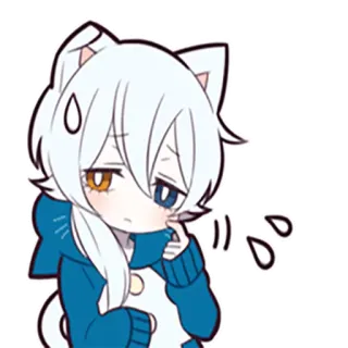 🙁 Anime, Kat, Kawaii, Manga, Bezorgd, Schattig, Karakter whatsapp sticker