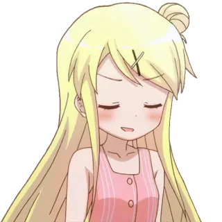😏 애니메이션, 여자, 카와이, 귀여운, 금발 머리, 만화, 어린이 whatsapp sticker