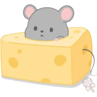 🐀 мышь, сыр, милый, мультфильм, животное, еда, каваи telegram sticker
