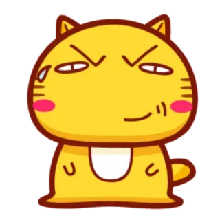 🤨 Katze, Cartoon, lustig, süß, gelb, Schweiß, Grinsen, Tier telegram sticker