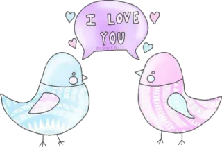 ❤ I LOVE YOU amor, pássaros, fofo, dia dos namorados, romance whatsapp sticker