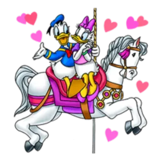 💖 Donald Duck desenho animado, Disney, Pato Donald, Margarida, corações, amor, casal, carrossel telegram sticker