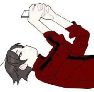 😑 Anime, Deitado, Telefone, Desenho animado, Desenho telegram sticker