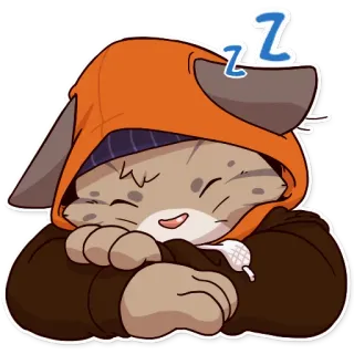 😴 ZZZ chat, dormir, mignon, animal, dessin animé telegram sticker