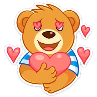 😍 orso, amore, cuore, carino, cartone animato, adesivo whatsapp sticker