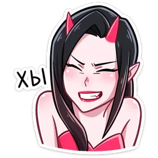 😁 хы demonio, anime, chica, dibujo animado, diablo telegram sticker