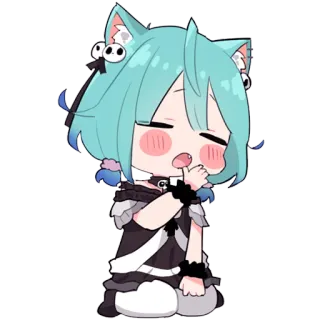 🥱 Аниме, Милый, Кот, Чиби, Кавай, Наклейка, Цифровое искусство whatsapp sticker