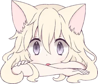 👀 Anime, Catgirl, Niedlich, Manga, Kawaii, Sticker telegram sticker