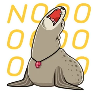 🙅‍♂️ NOOOOO foca, cartone animato, animale, mammifero marino, fischio, rovinato, urlante telegram sticker