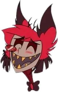 😄 Alastor Hazbin Hotel iblis, tersenyum, Hazbin Hotel, Alastor, kartun telegram sticker