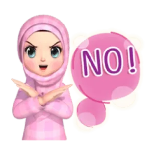 ✳️ NO! 不, 拒绝, 驳回, 女孩, 粉色, 卡通 telegram sticker