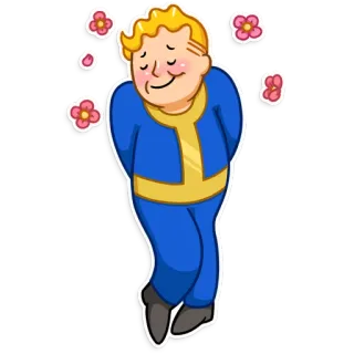 ☺️ Vault Boy Fallout fallout, vault boy, happy, flowers, video game telegram sticker