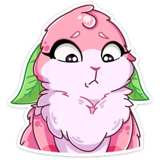 😟 mignon, animal, rose, dessin animé, adorable, lapin, autocollant telegram sticker