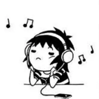 😴 muzyka, słuchawki, kreskówka, słuchanie, osoba, rysunek telegram sticker
