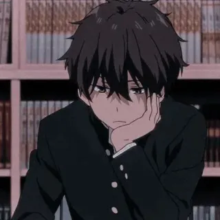 ⛓️ 动漫, 男孩, 校服, 学生, 沉思 telegram sticker