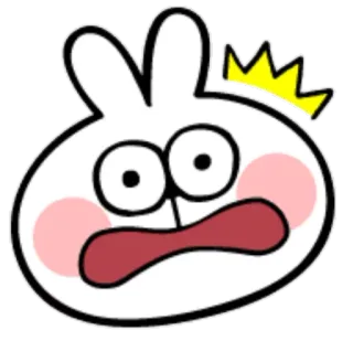 😲 Dibujo animado, Conejo, Lindo, Emoji, Impactado, Sorprendido, Ilustración, Animal telegram sticker