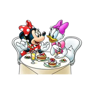 🍕 Minnie Mouse minnie, daisy duck, cartoni animati, disney, dessert, cibo, amicizia telegram sticker