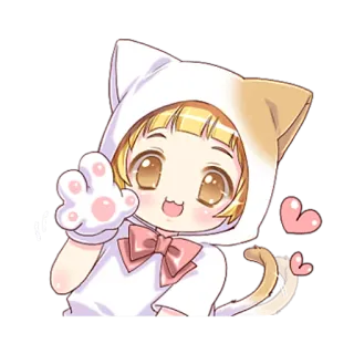 👋 Anime, Gato, Kawaii, Lindo, Dibujos animados telegram sticker