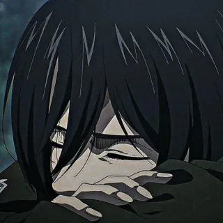 ❕ Mikasa Ackerman Attack on Titan 动漫, 哭泣, 悲伤, 三笠, 进击的巨人, 角色, 情感 telegram sticker