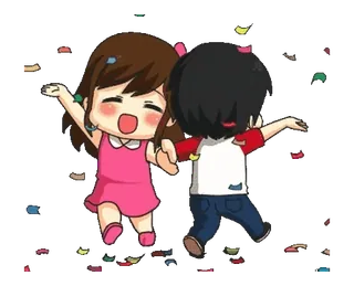 🕺 Kreskówka, Słodkie, Para, Miłość, Romans, Związek, Animacja telegram sticker