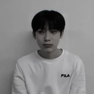 🍍 FILA portrait, homme, coréen, noir et blanc, pull telegram sticker