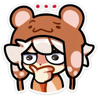 🫢 bear hat, thinking, anime, cartoon telegram sticker