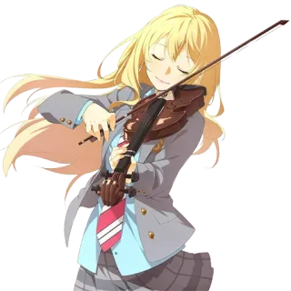 🎻 anime, ragazza, violino, musica, capelli biondi, uniforme scolastica telegram sticker