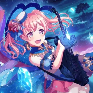 🥮 anime meisje, gitaar, idol, muziek, band, roze haar telegram sticker