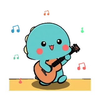 🦕 공룡, 만화, 귀여운, 기타, 음악 whatsapp sticker