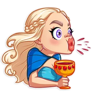 😳 Daenerys Targaryen Game of Thrones Daenerys Targaryen, Game of Thrones, Dessin animé, Boire, Vin, Autocollant telegram sticker