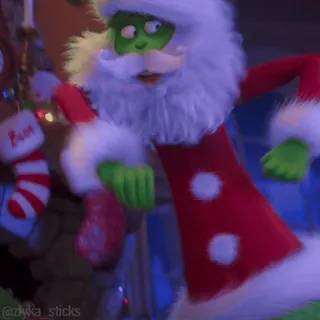 😁 Grinch กริ๊นช์, คริสต์มาส, ซานตาคลอส, การ์ตูน, วันหยุด, รื่นเริง whatsapp sticker