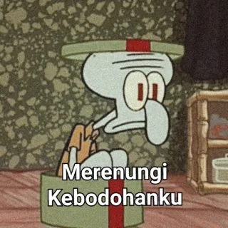 🌟 Squidward Tentacles SpongeBob SquarePants Merenungi Kebodohanku carlo, bob l'éponge, dessin animé, meme, pensée, introspection, ma bêtise whatsapp sticker