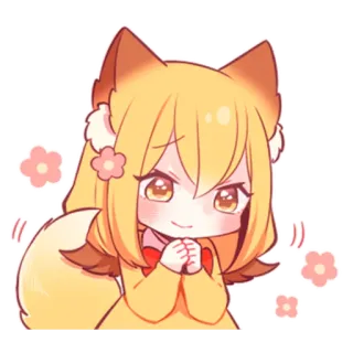 😳 anime, fox girl, cute, kawaii, chibi telegram sticker