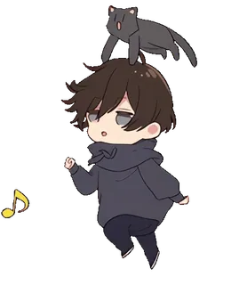 🕺 Anime, Chat, Musique, Mignon, Chibi, Garçon telegram sticker