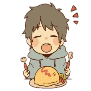 😋 Omurice, Cibo, Anime, Felice, Carino, Mangiare telegram sticker