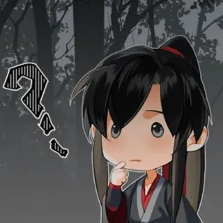 🧐 动漫, 漫画, 问号, Q版, 思考, 卡通, 插画 telegram sticker
