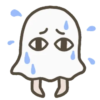 ๐ ghost, scared, halloween, sweating, boo, spooky, cartoon whatsapp sticker