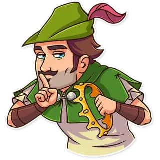 🤐 Robin Hood Robin Hood, archer, forest, cartoon, medieval, fantasy telegram sticker