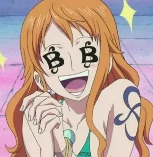 🍊 Nami One Piece Anime, Nami, One Piece, Manga, Personnage, Argent whatsapp sticker